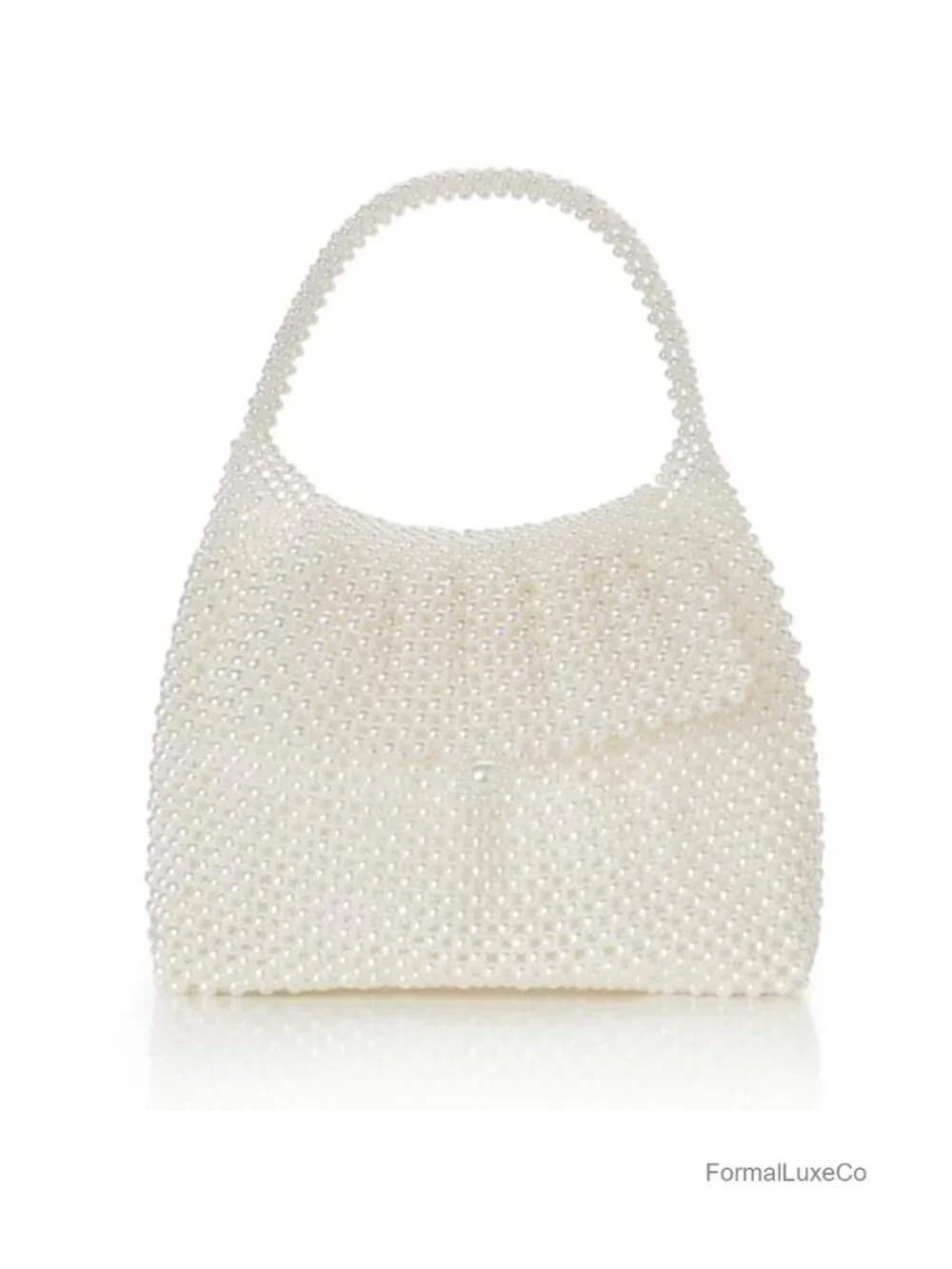 Imitation Pearl Bucket Evening Bag with Flap Closure for Party Wedding